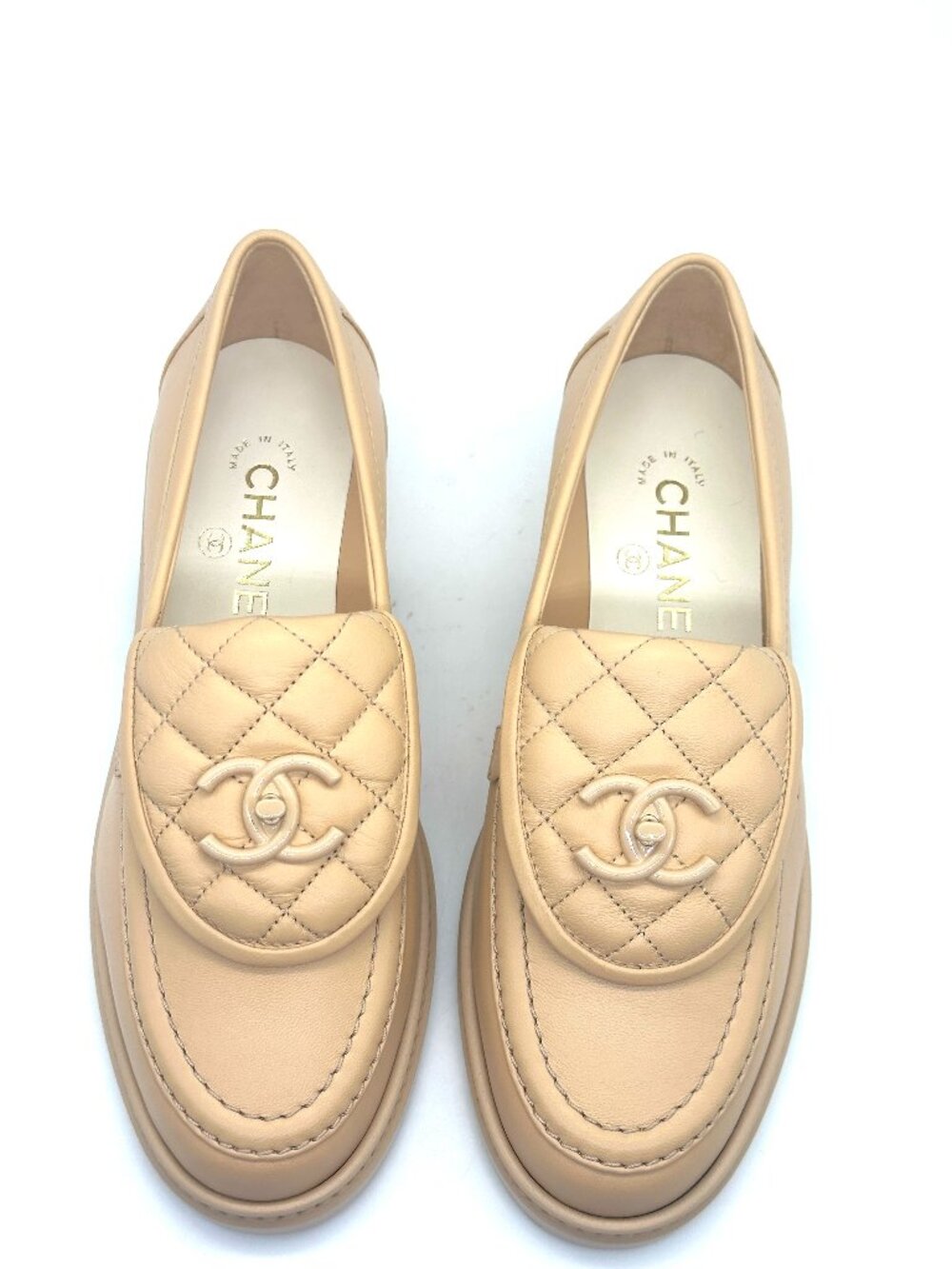CHANEL 24C Leather Quilted Tab Turn Lock Turnlock CC Loafer Moccasin Flat Shoes - Picture 6 of 14